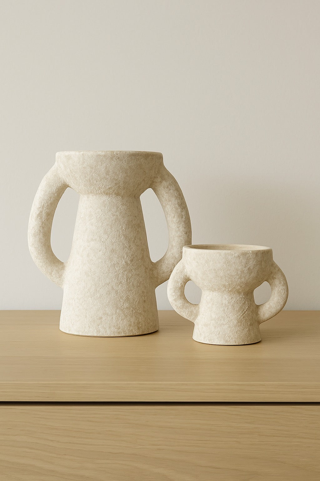 Jarrón Copa Pequeño Beige