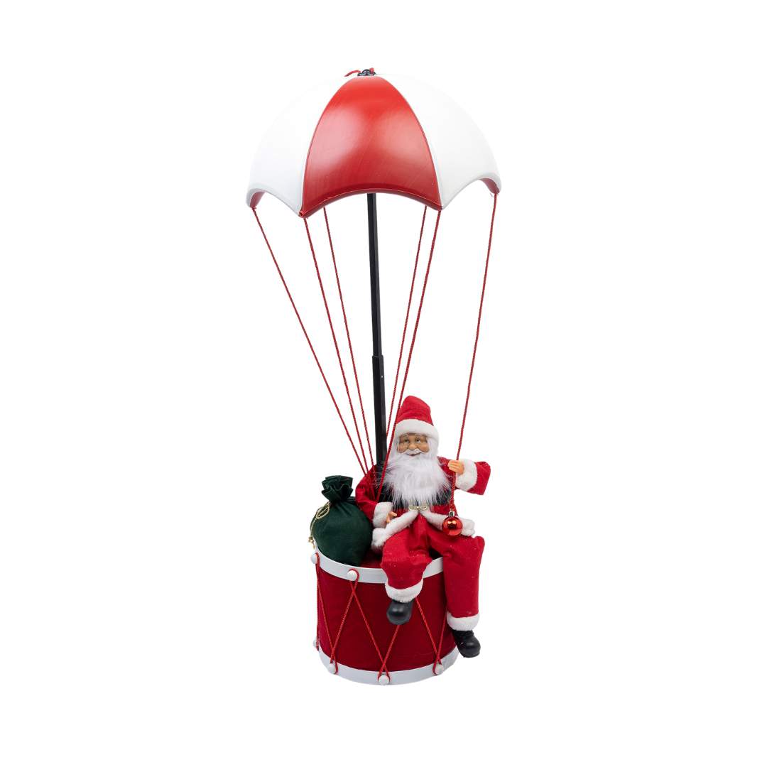 Santa Sentado en Globo Rojo Blanco