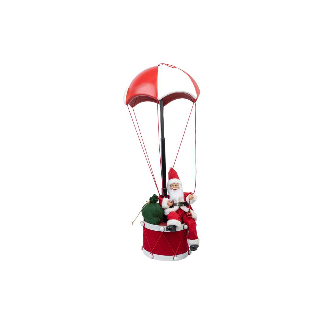 Santa Sentado en Globo Rojo Blanco