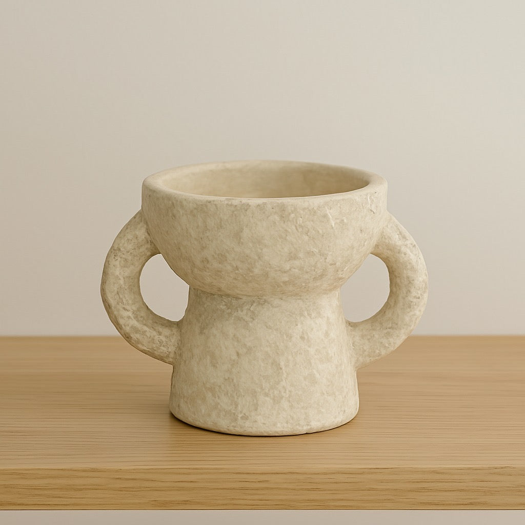 Jarrón Copa Pequeño Beige