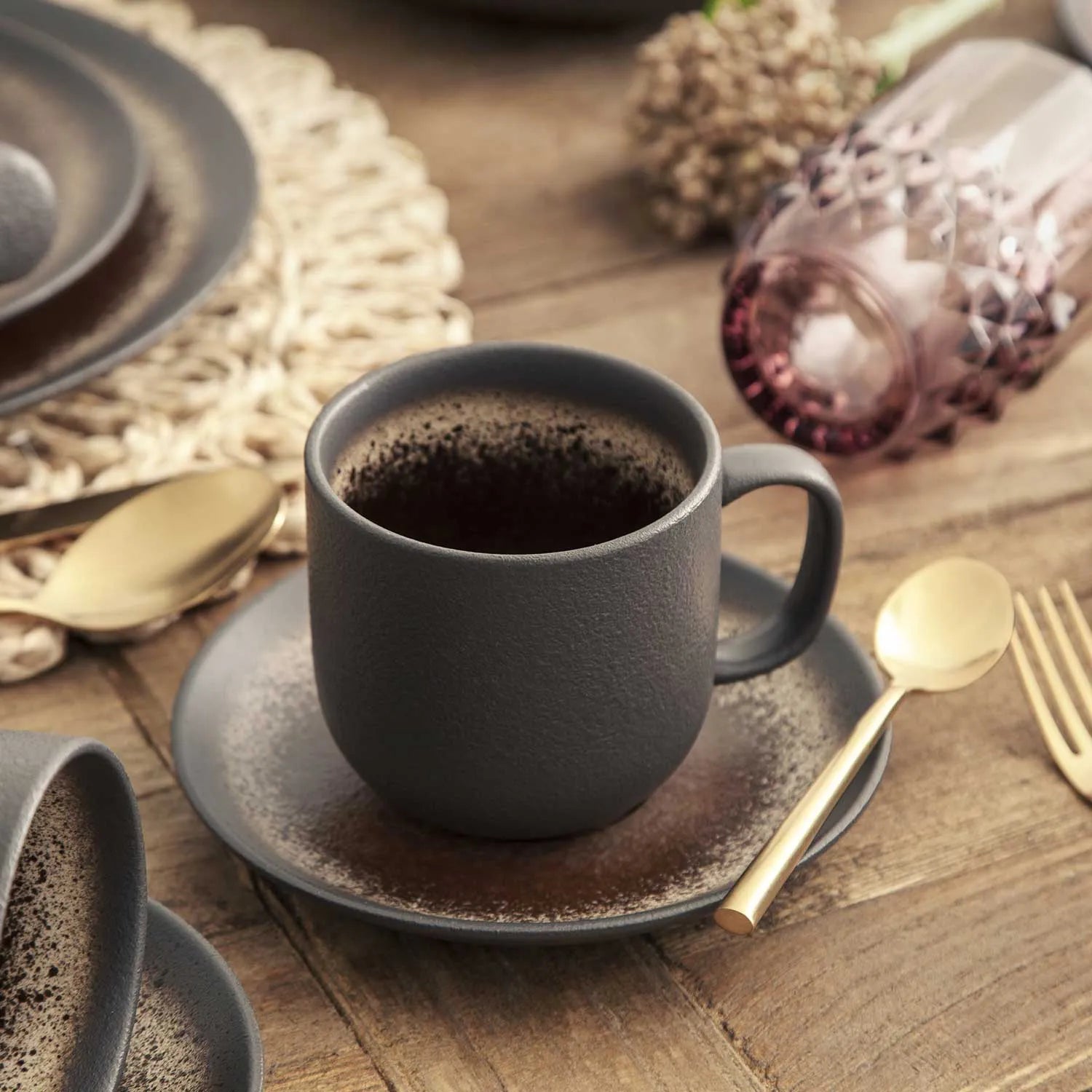 Set de Pocillos y Platos Café Negro