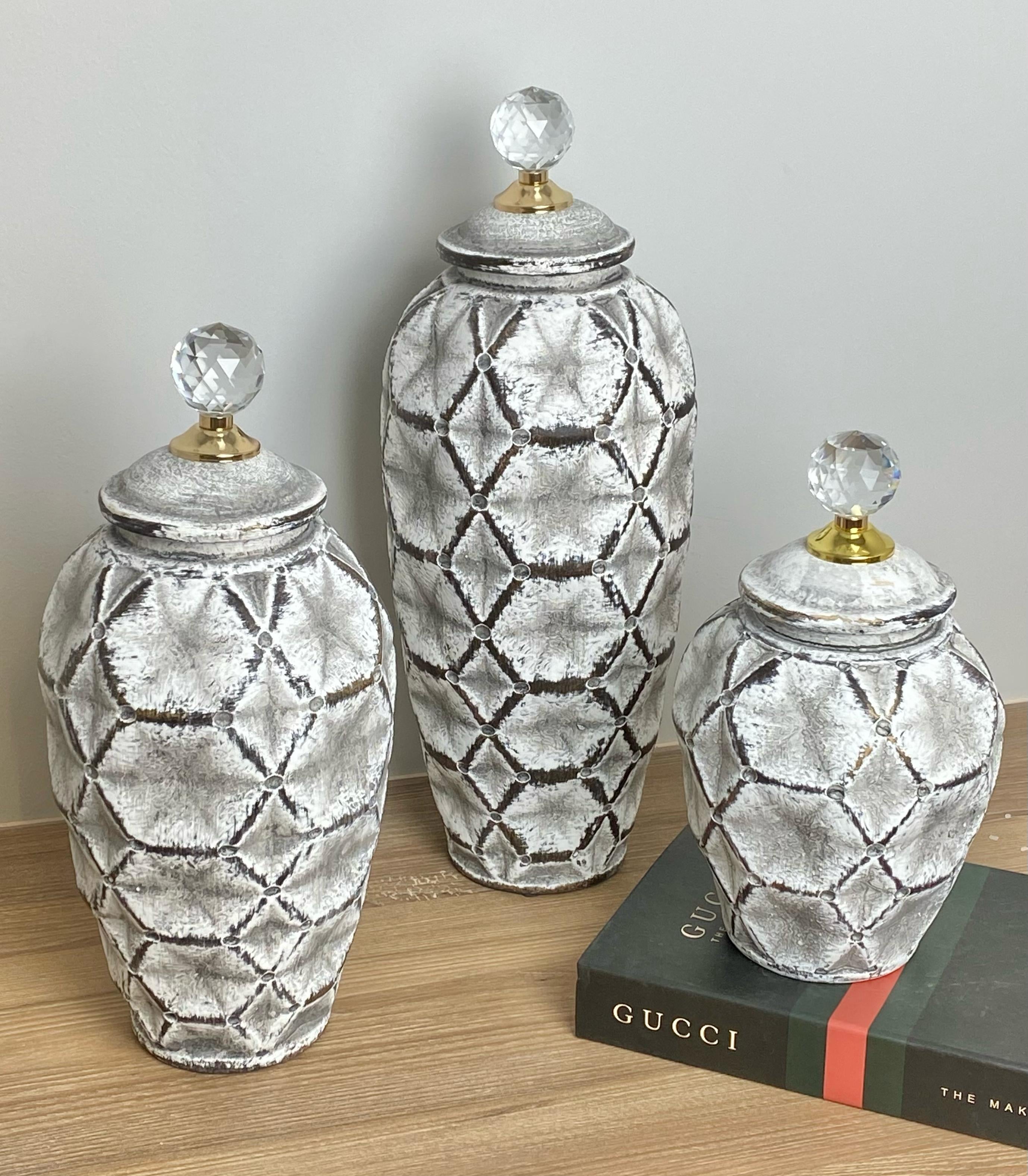 Ánfora Hexágonos Gris