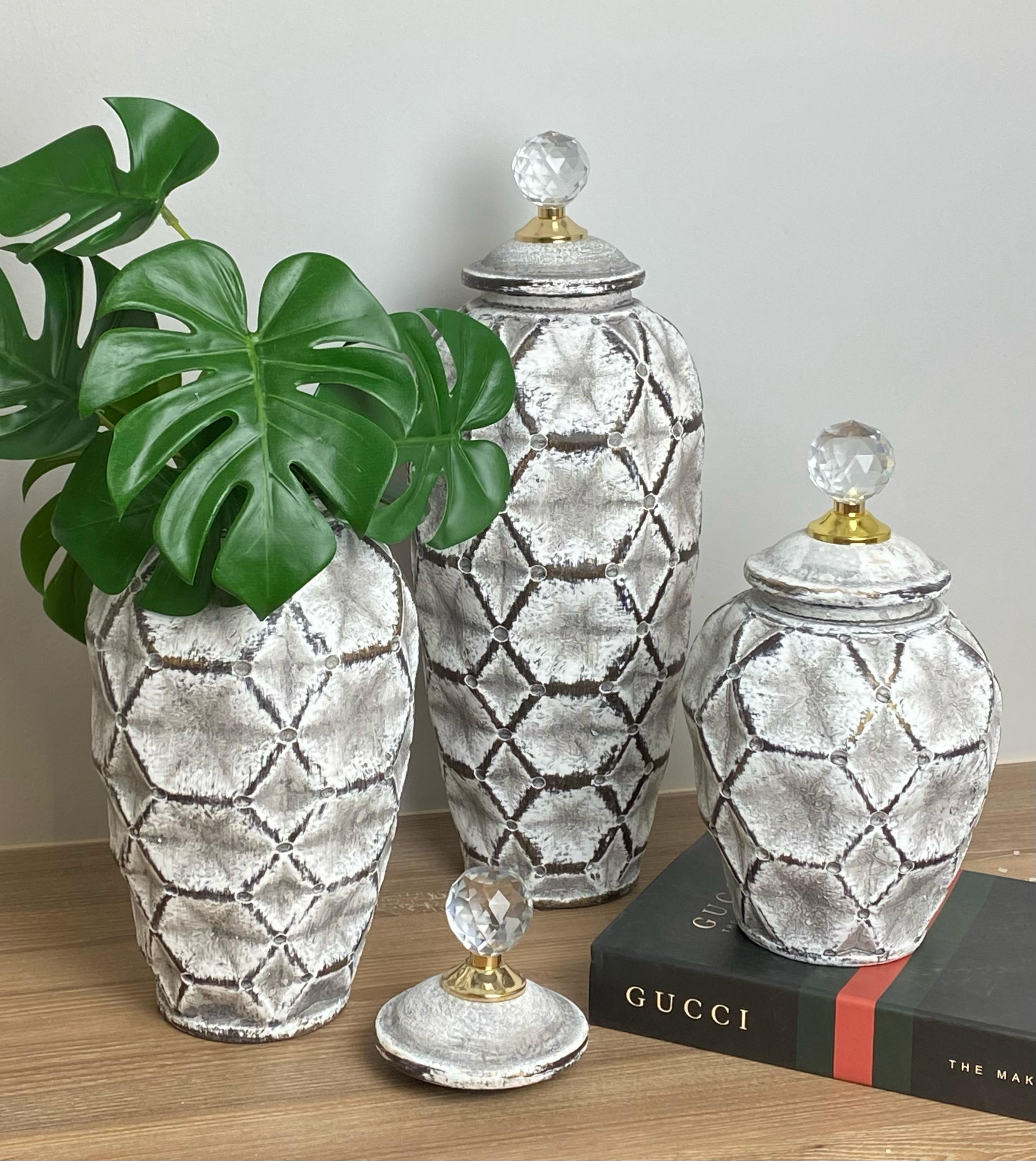 Ánfora Hexágonos Gris