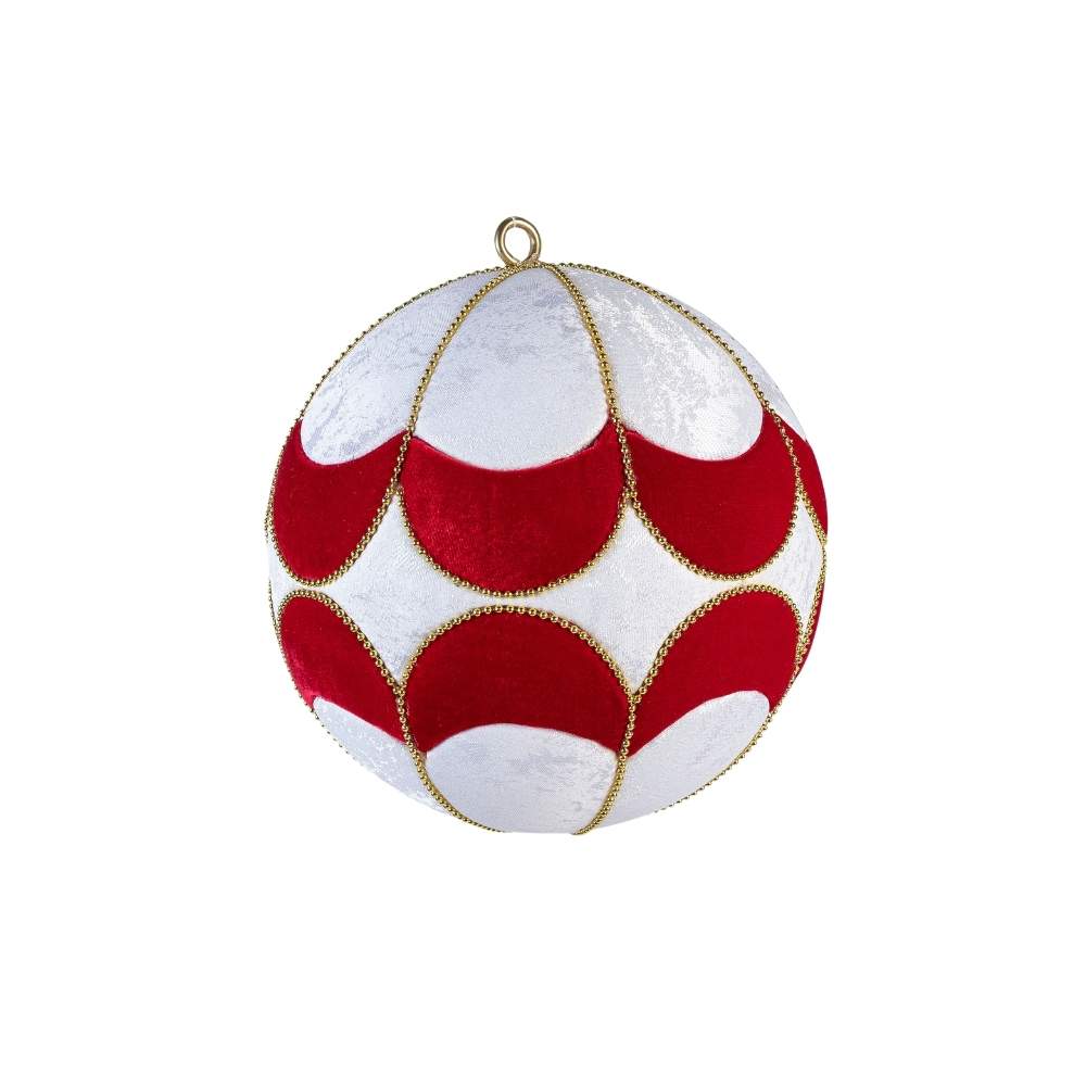 Bola Velvet Ondas Blanco Rojo