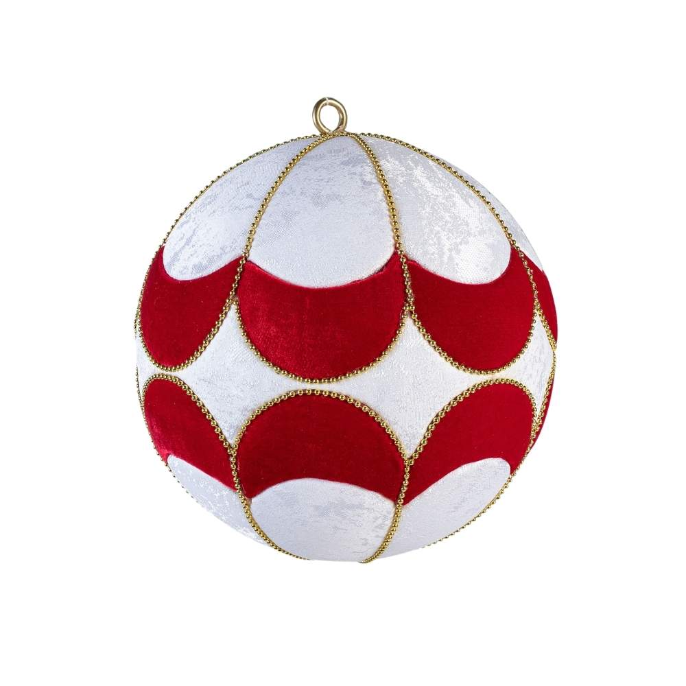 Bola Velvet Ondas Blanco Rojo