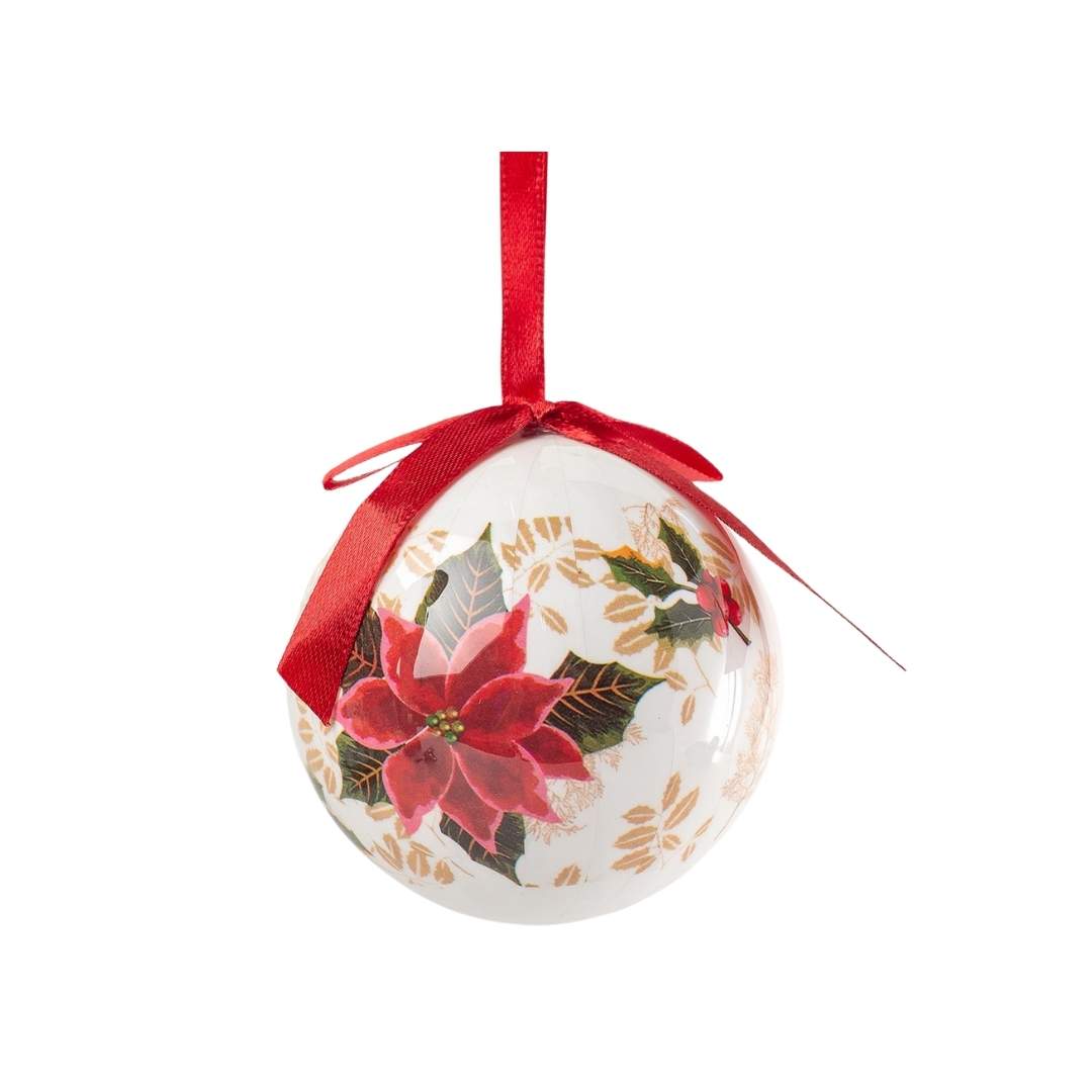 Caja x14 Bolas Blanca Roja Poinsetia