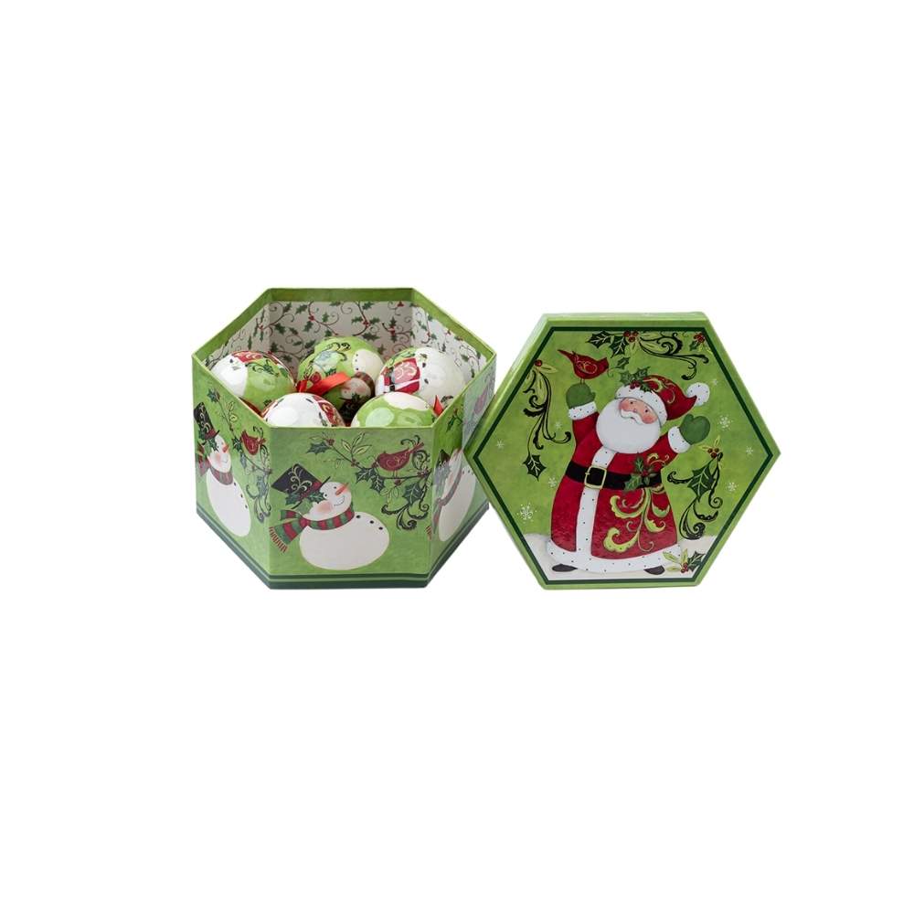 Caja x14 Bolas Santa y Hombre de Nieve
