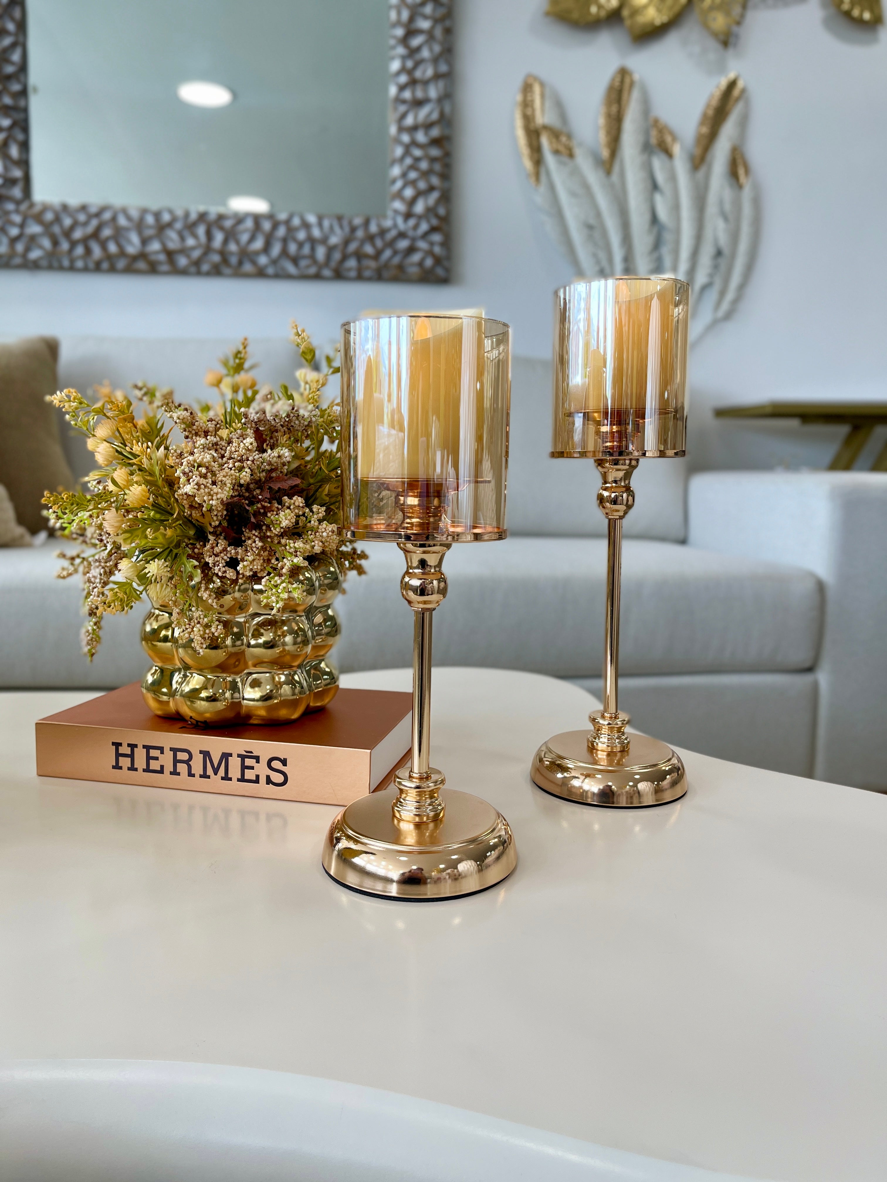 Candelabro Liso Dorado