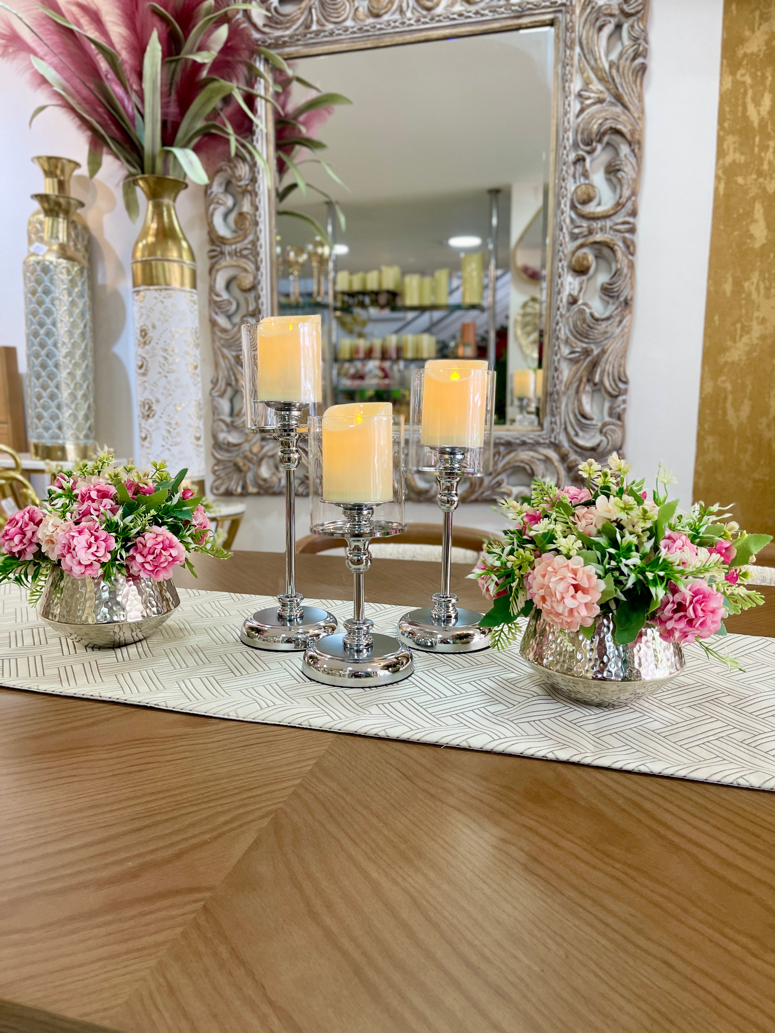 Candelabro Liso Plateado