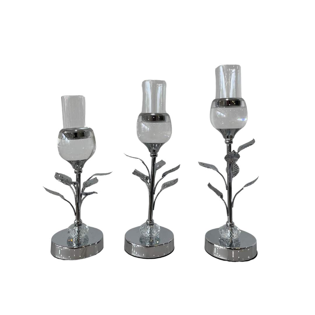 Candelabro Hojitas Plateado