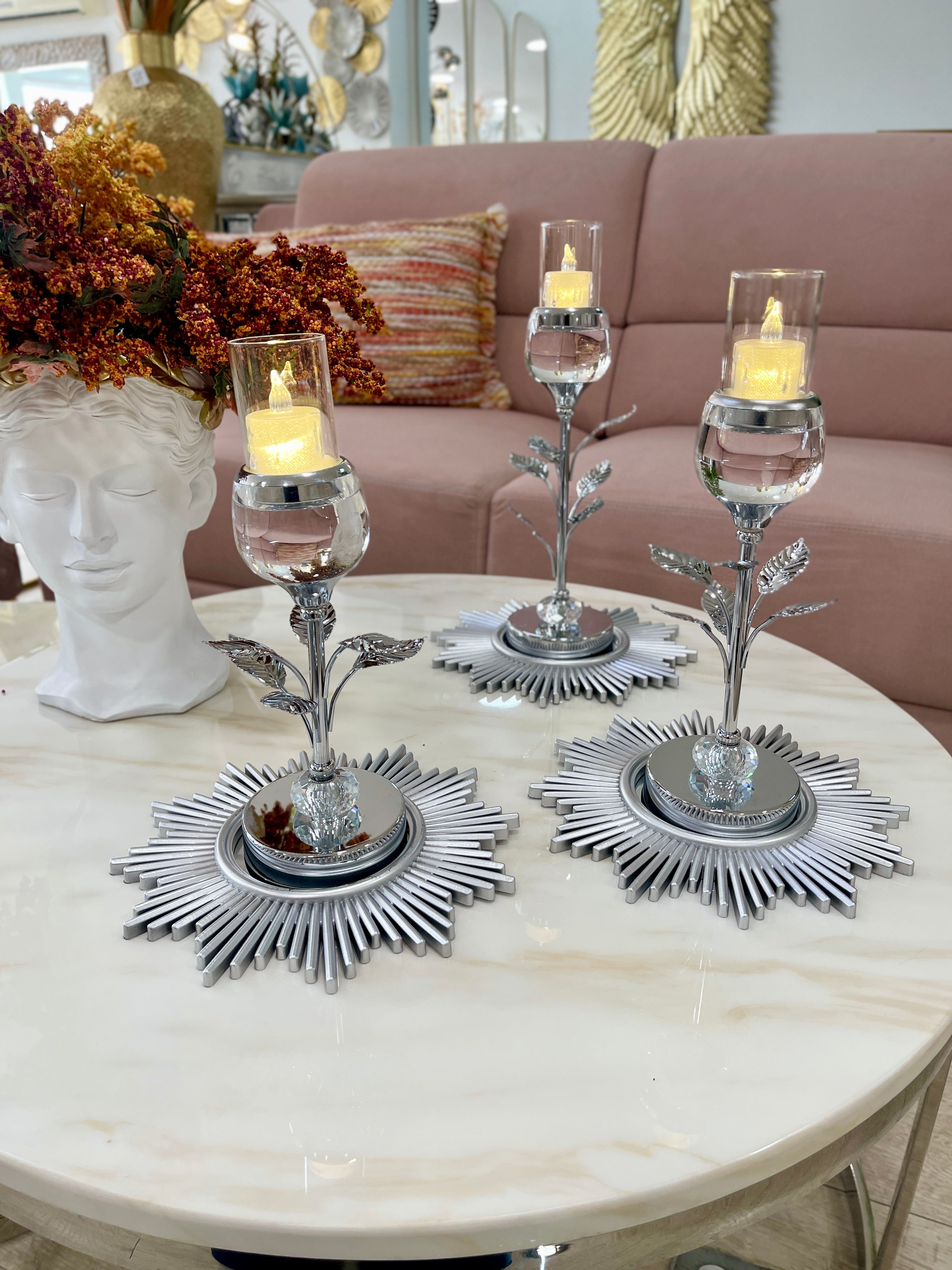 Candelabro Hojitas Plateado