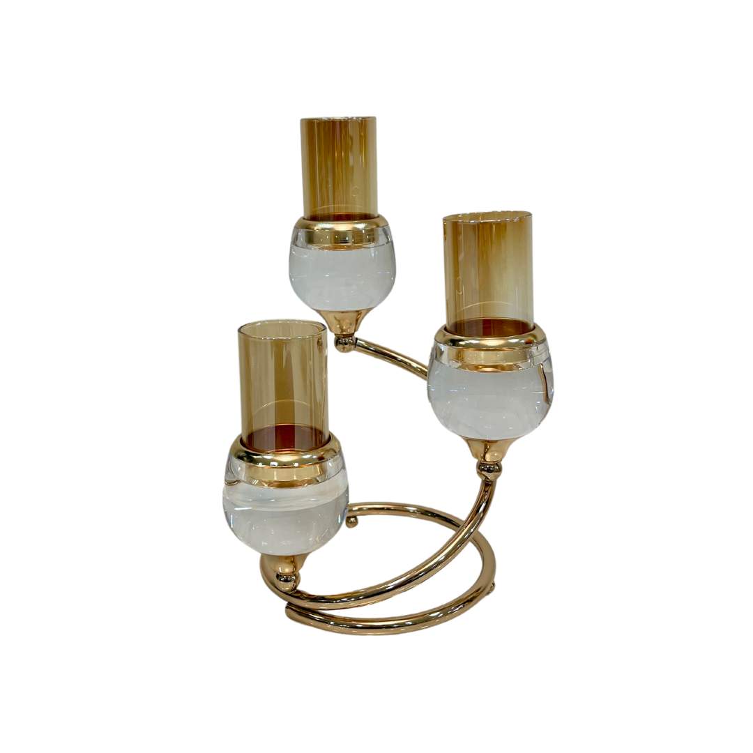 Candelabro x3 Copones Espiral Dorado