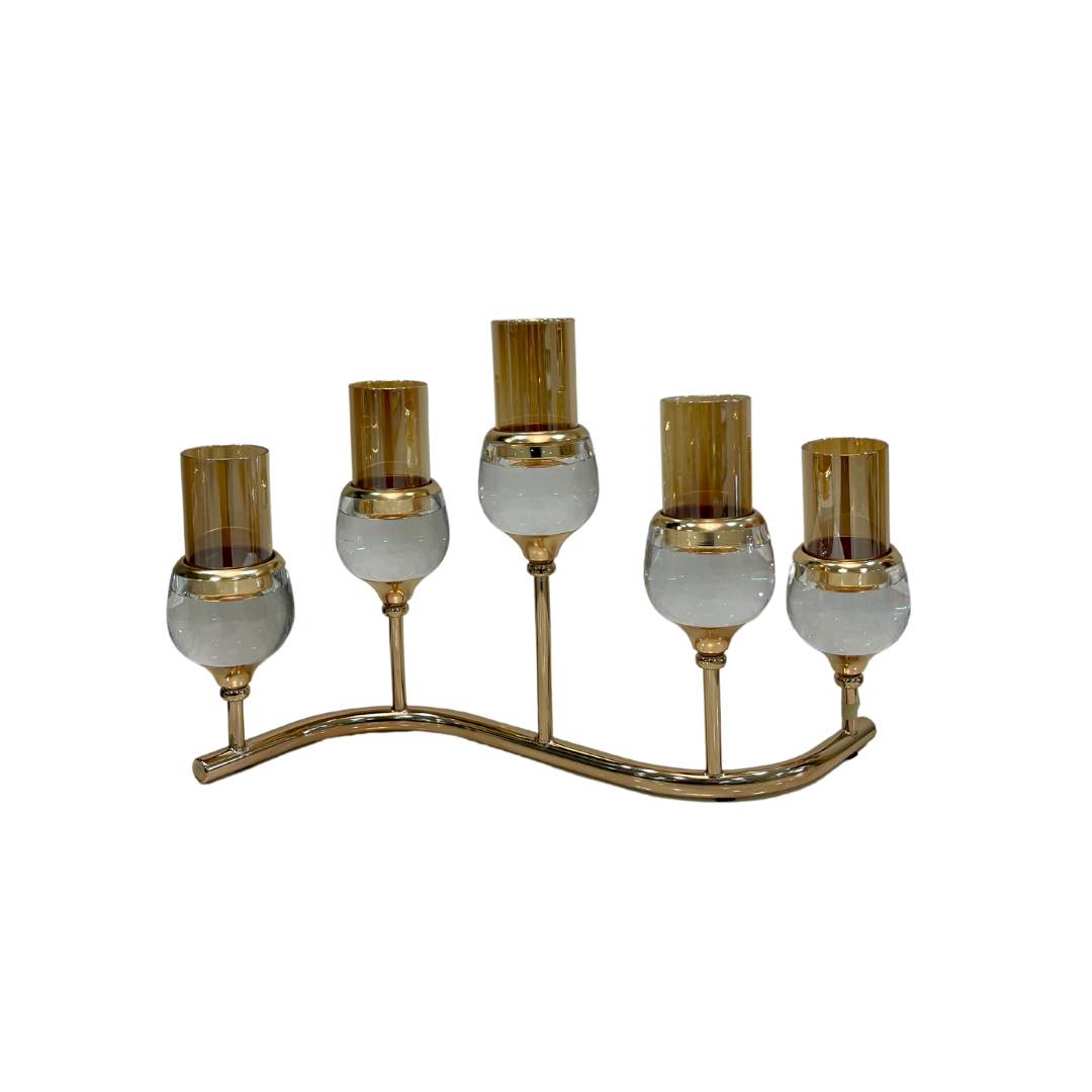 Candelabro x5 Copones Onda Dorado
