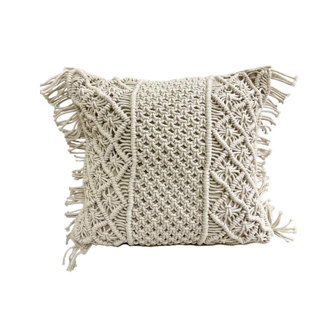 Cojín Macrame Flecos Crudo