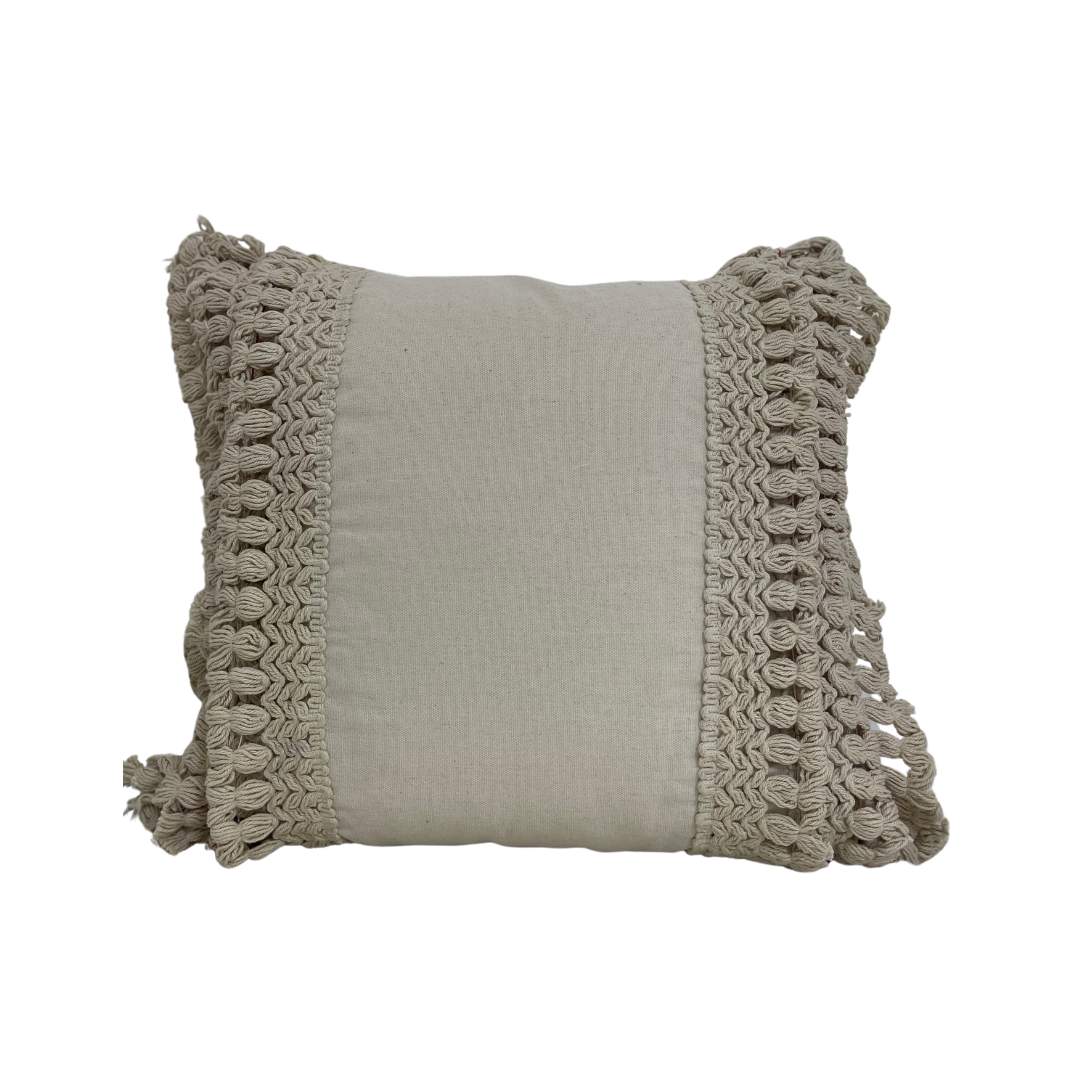Cojín Macrame Flecos Crudo