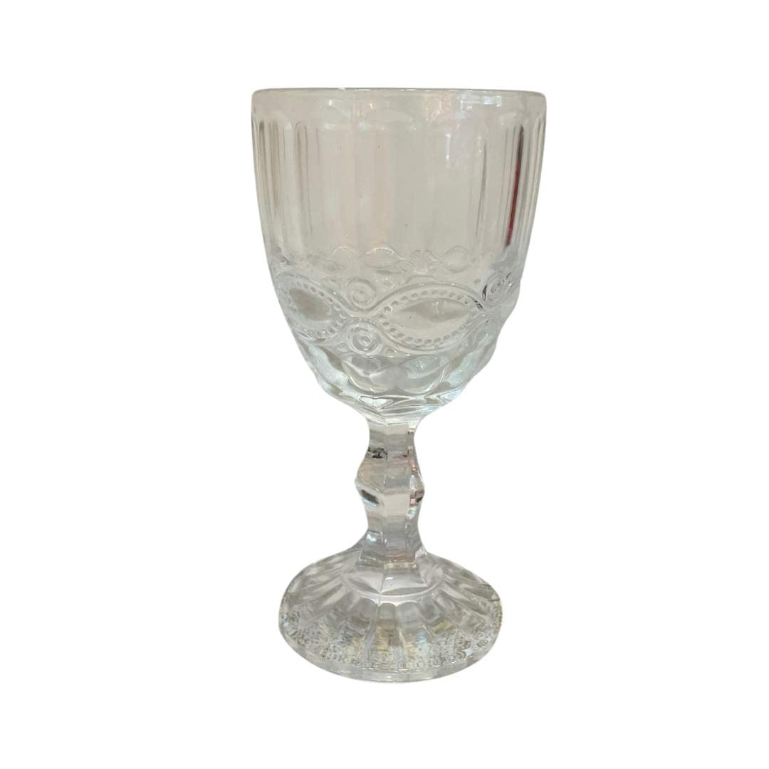 Juego de Vasos y Copas Grabada Transparente
