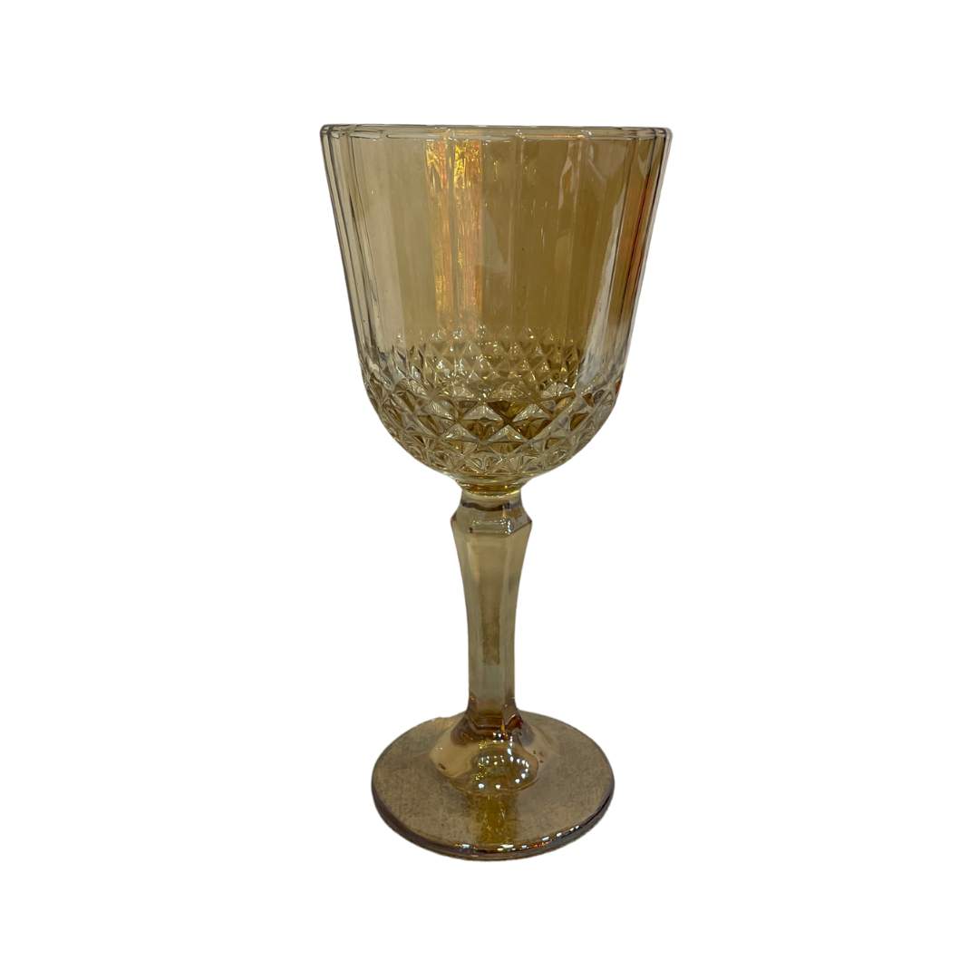 Juego de Vasos y Copas Diamante Ambar