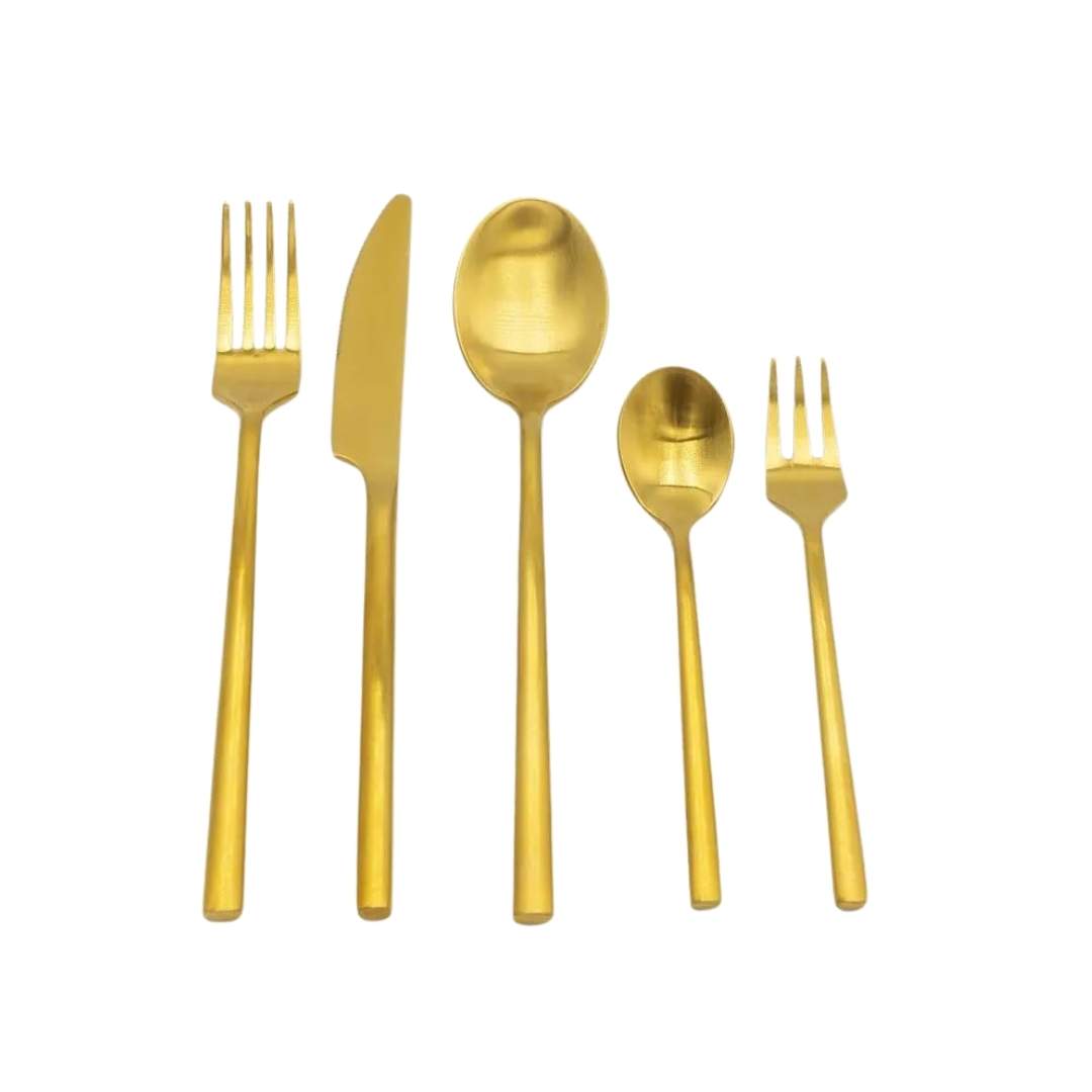 Juego de Cubiertos Liso Dorado