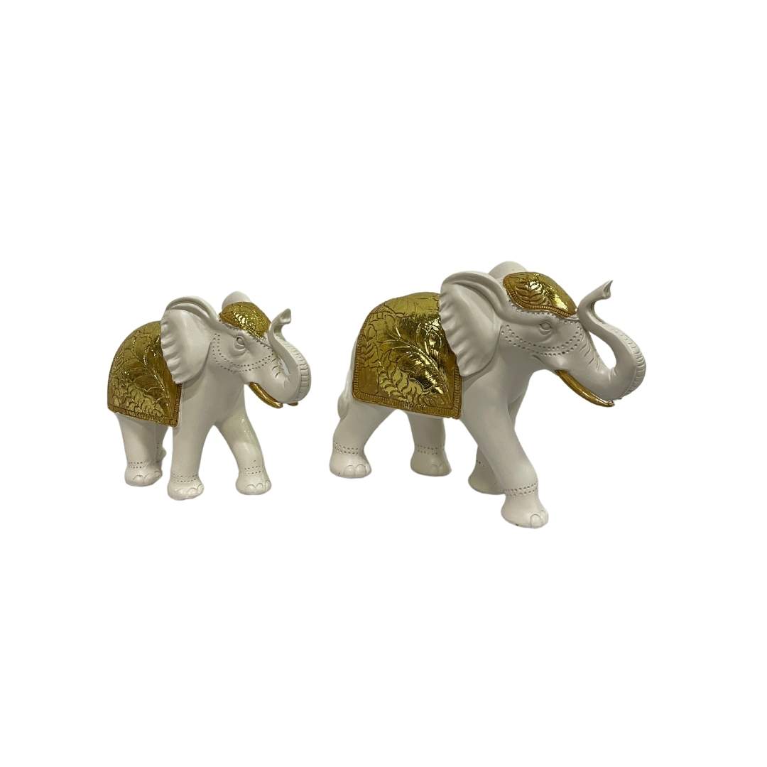 Elefante Marfil Tallado Dorado