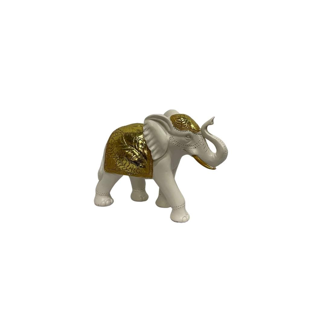Elefante Marfil Tallado Dorado