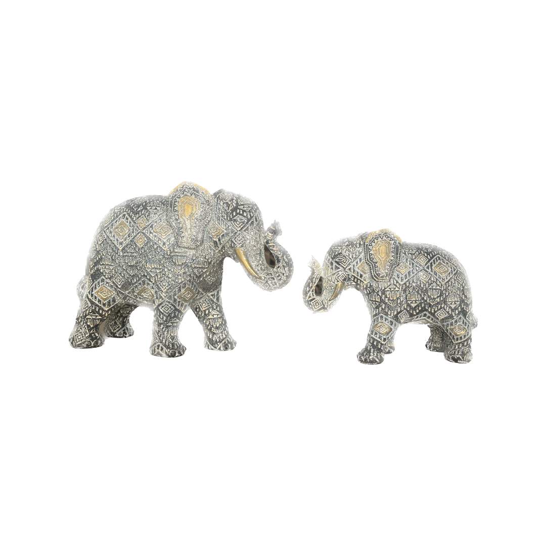 Elefante tallado geometrico gris escarchado