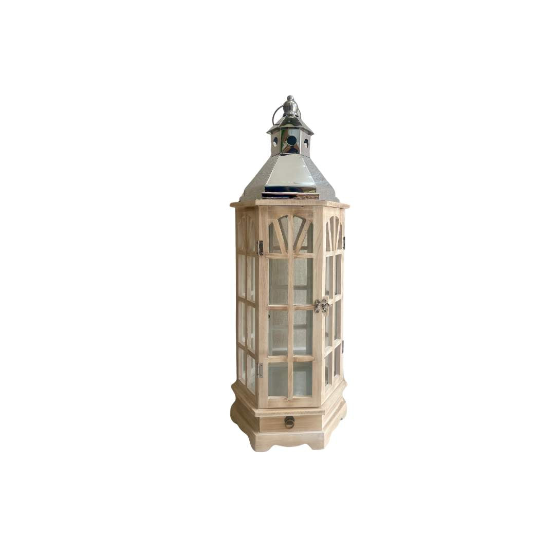 Farol Hexagonal Madera Vintage
