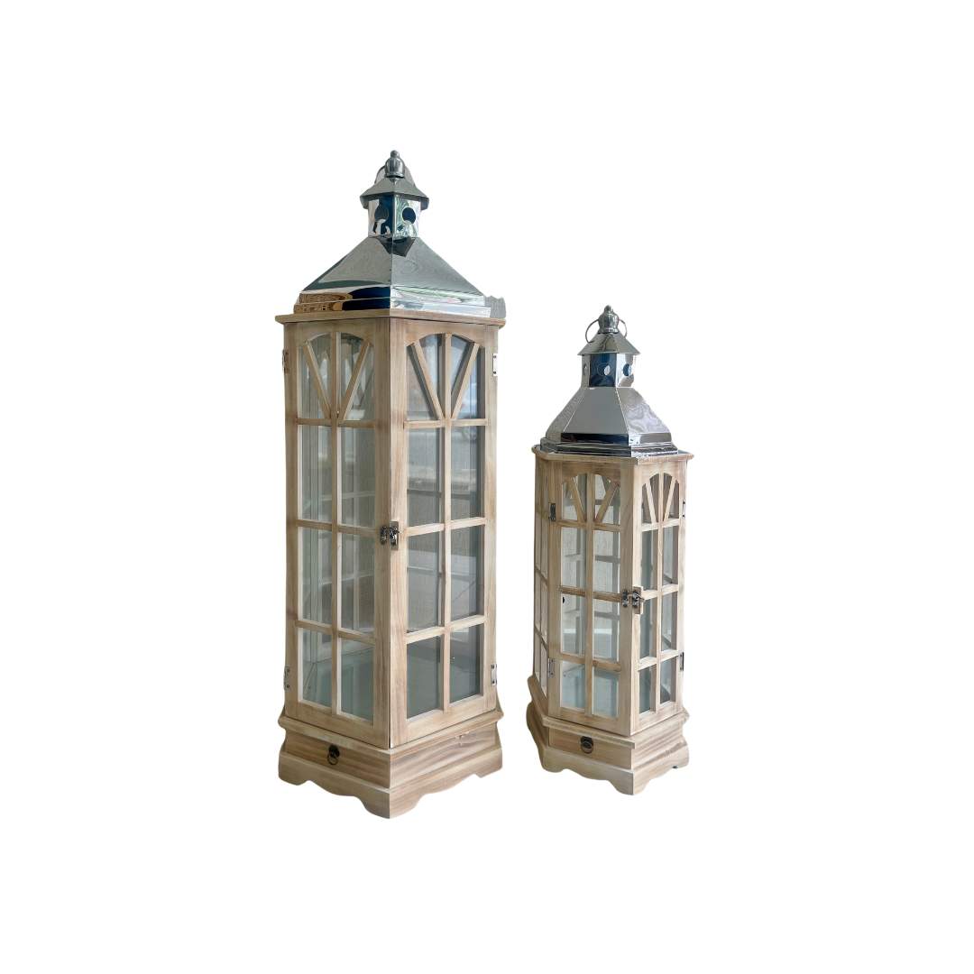 Farol Hexagonal Madera Vintage