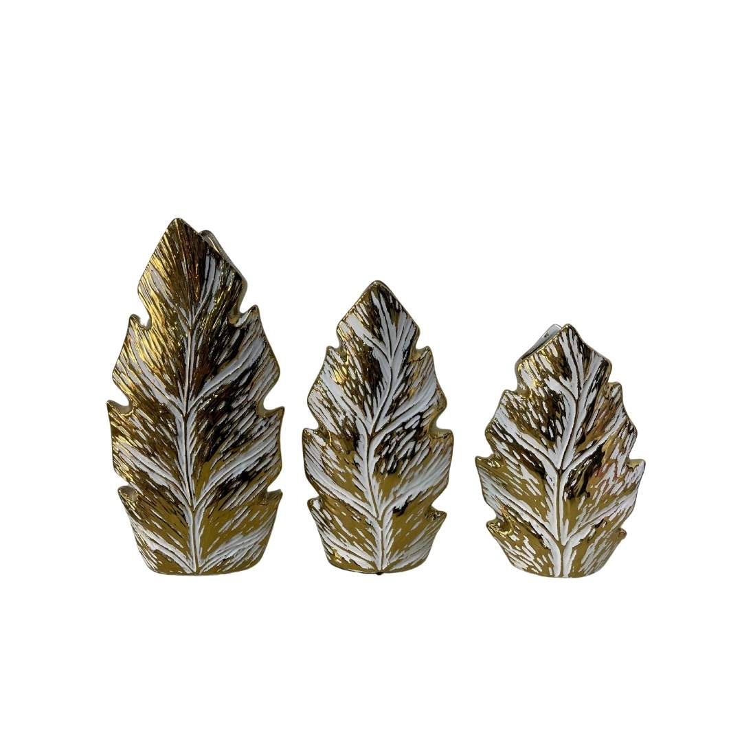 Jarrón Hoja de Platano Dorado