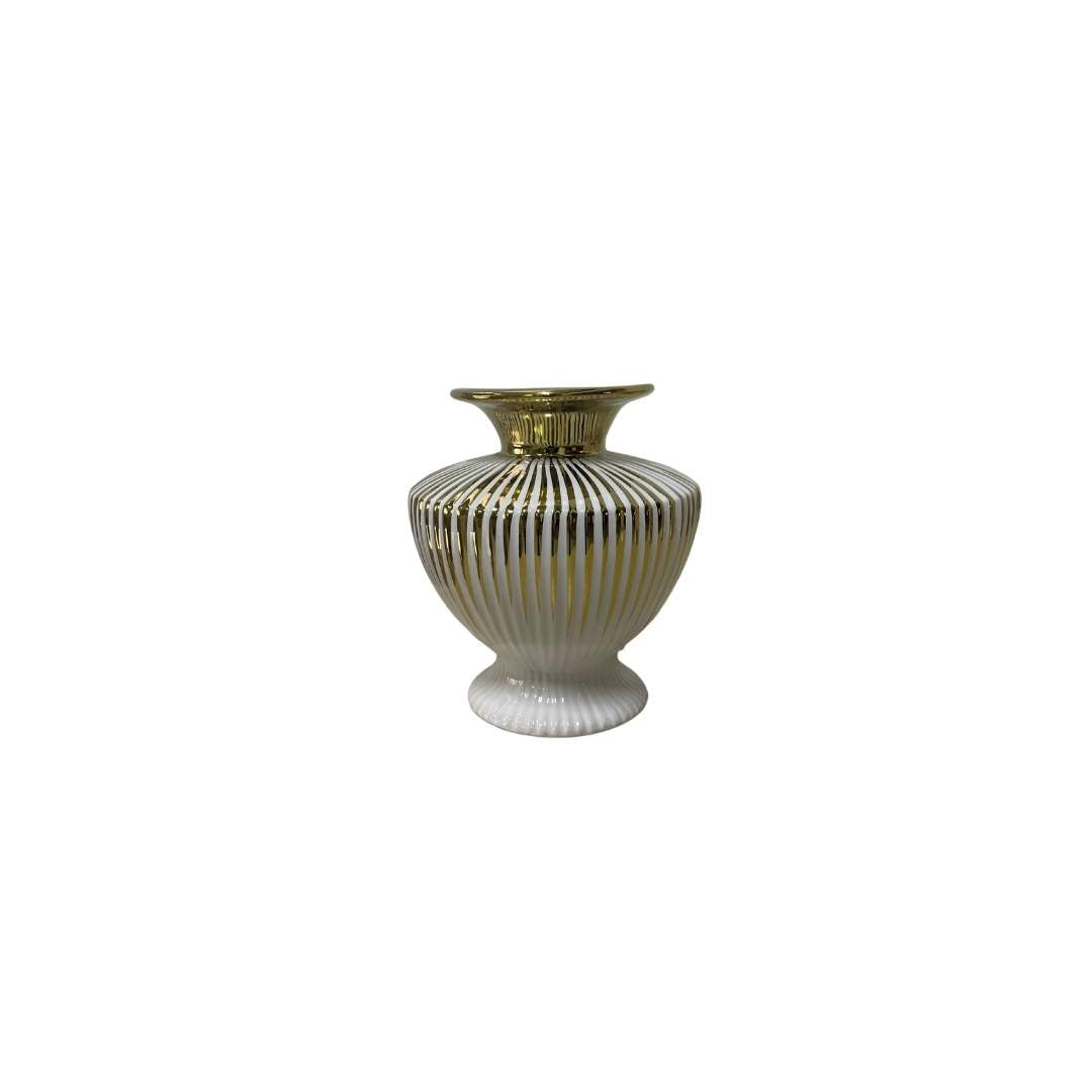 Jarrón Copa Lineas Dorado