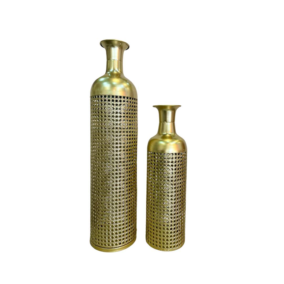 Jarrón Metal Calado Dorado