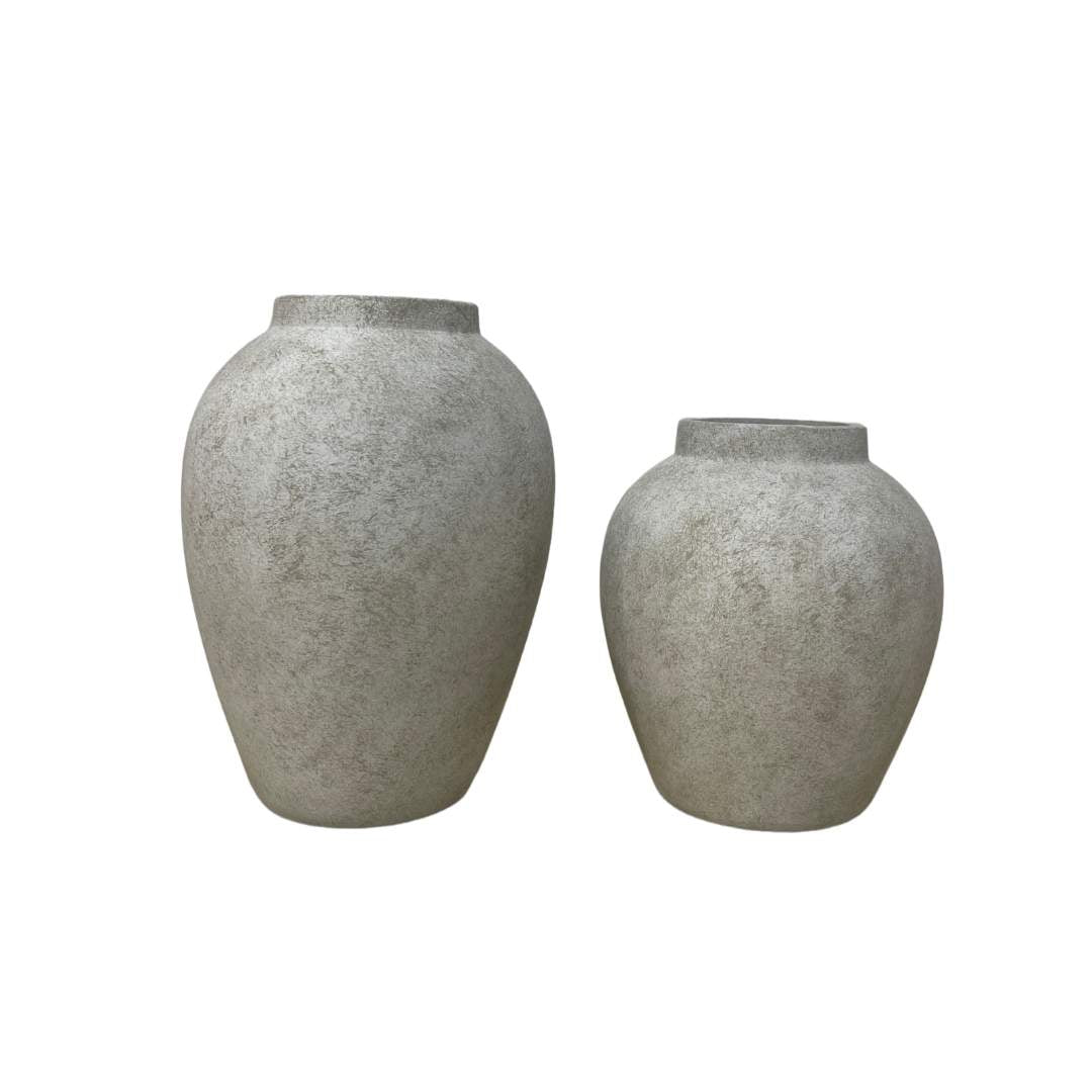 Jarrón Microcemento Blanco Gris