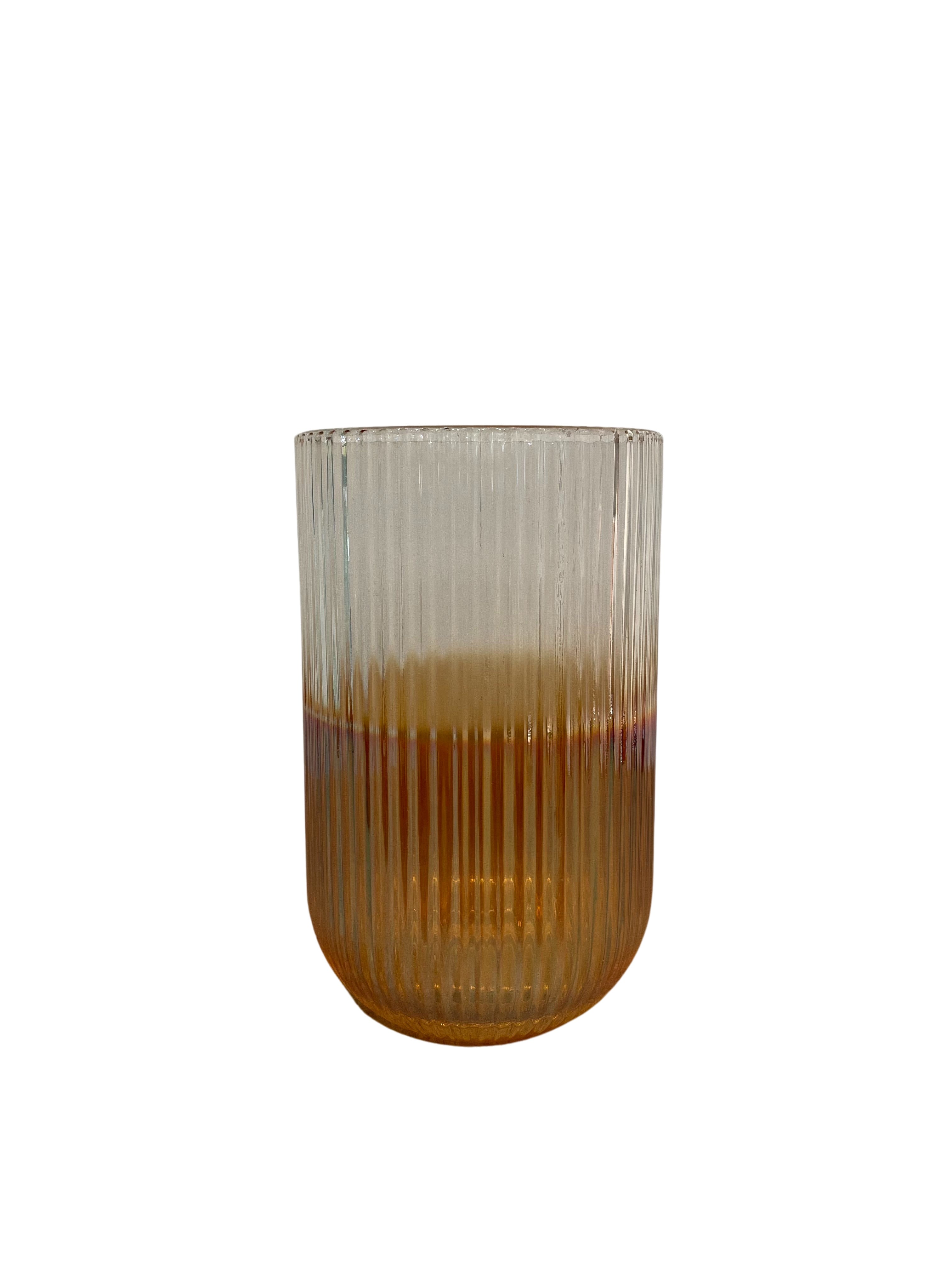 Juego de vasos y copas acanalado rose gold