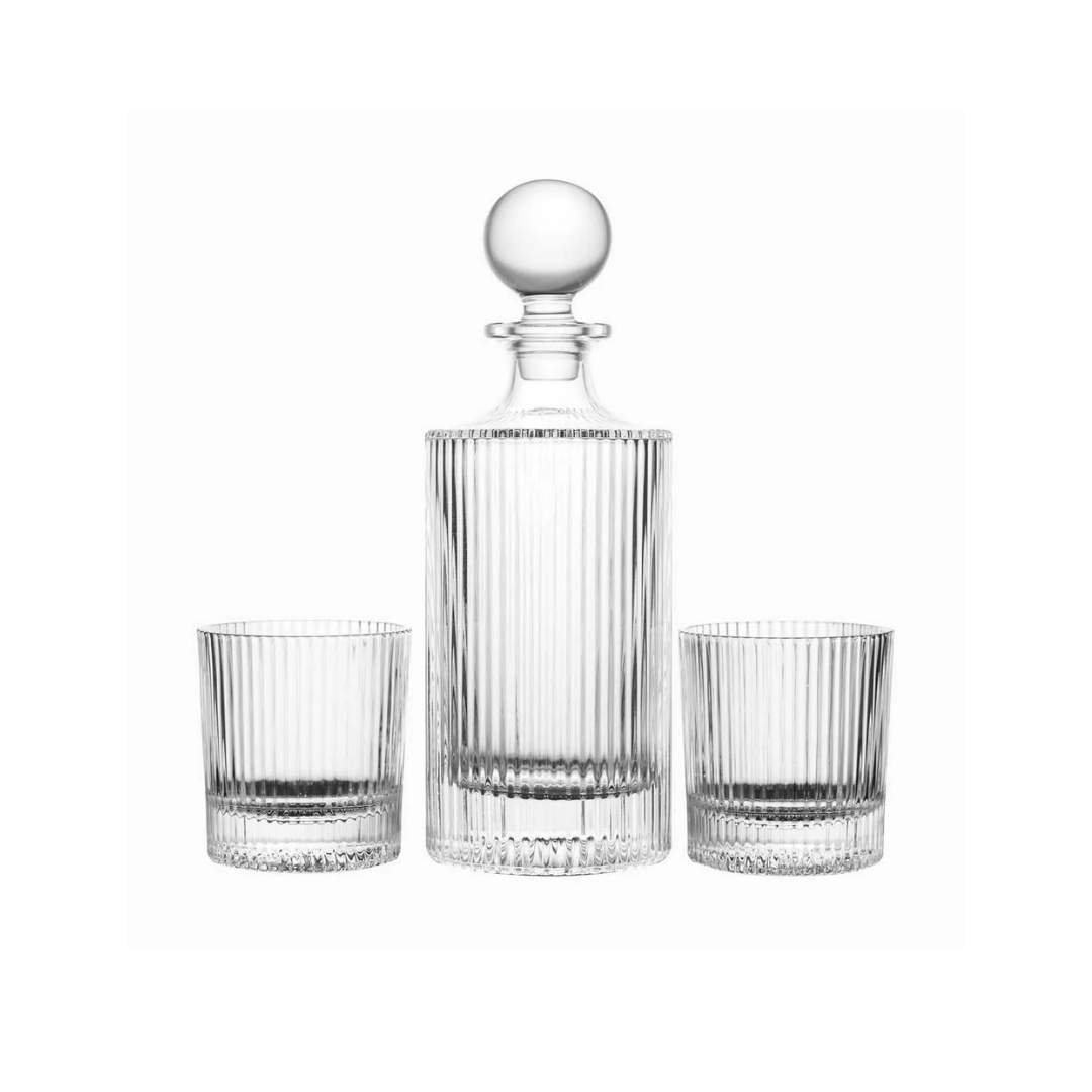 Set x3 Licorera y Vasos Rayas Transparente
