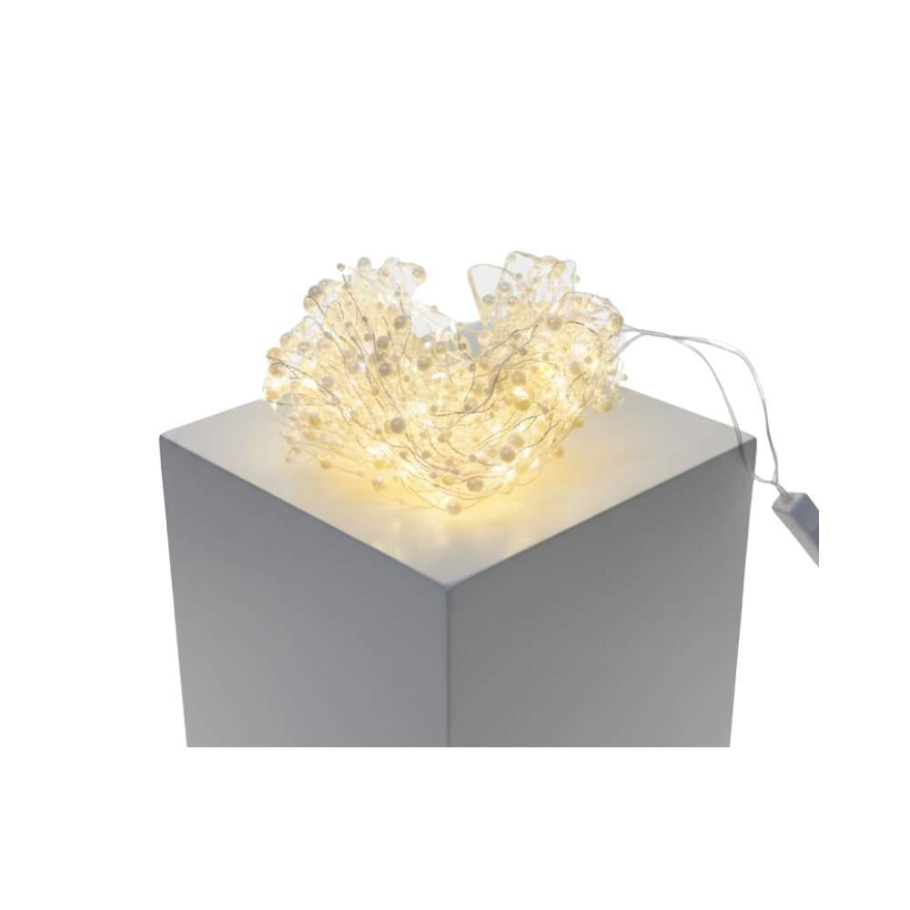 Luz Cortina Alambre Cálida Perlas