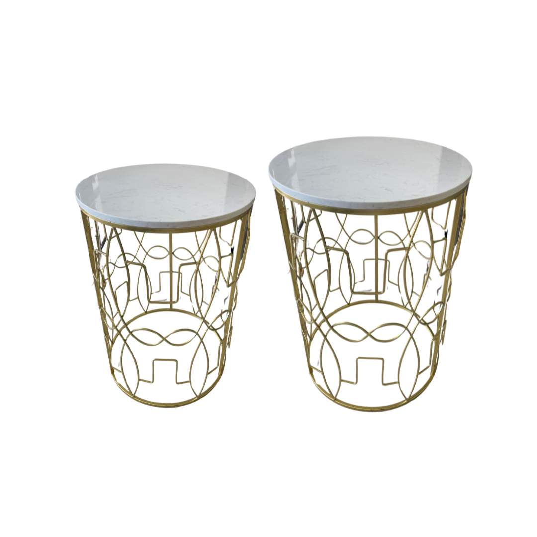 Mesa Auxiliar Redonda Geometrica Dorada
