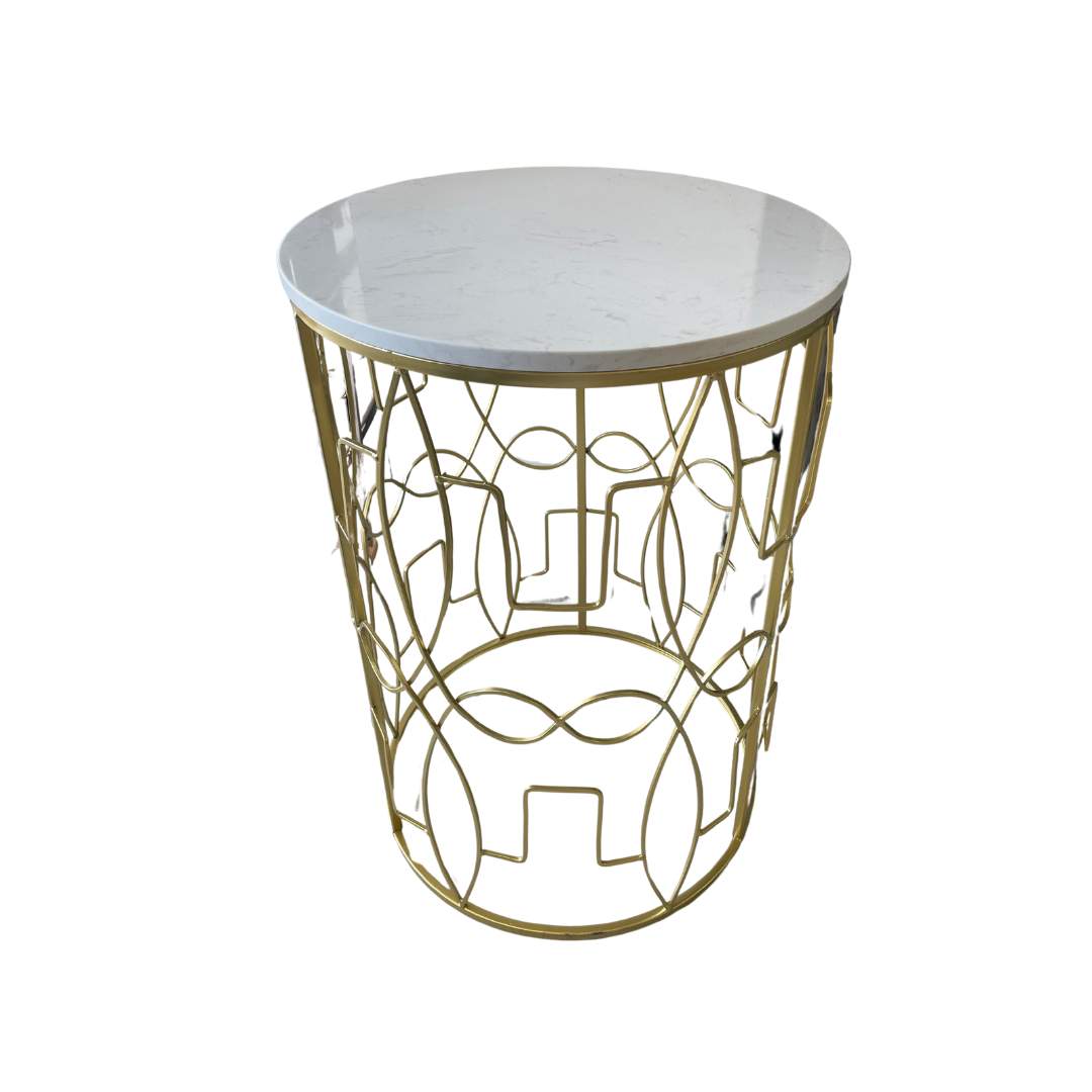 Mesa Auxiliar Redonda Geometrica Dorada