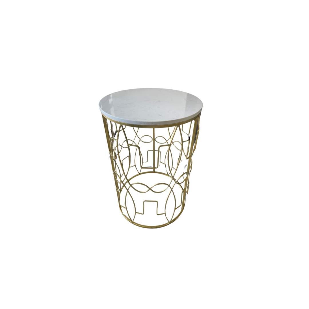 Mesa Auxiliar Redonda Geometrica Dorada