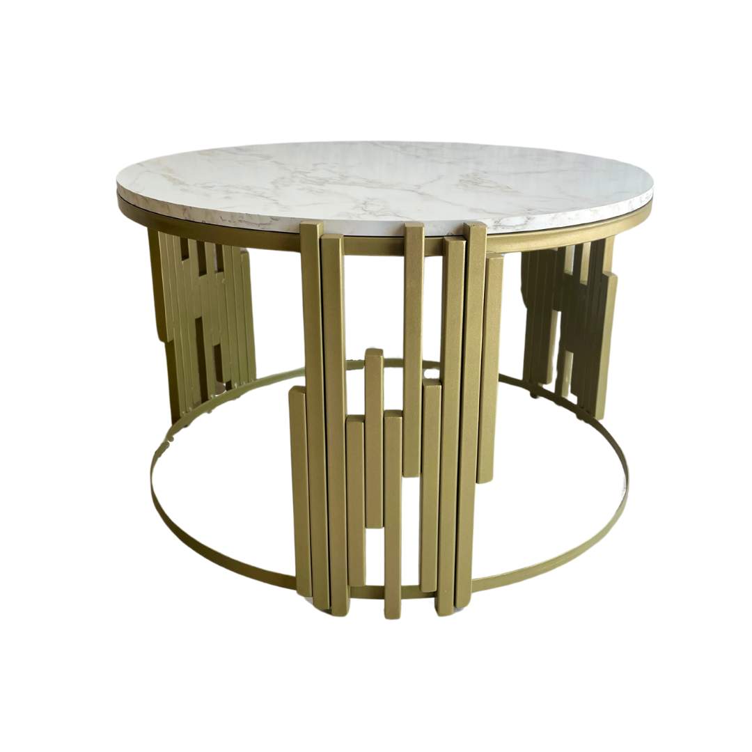 Mesa de Centro Marmolizada Dorada