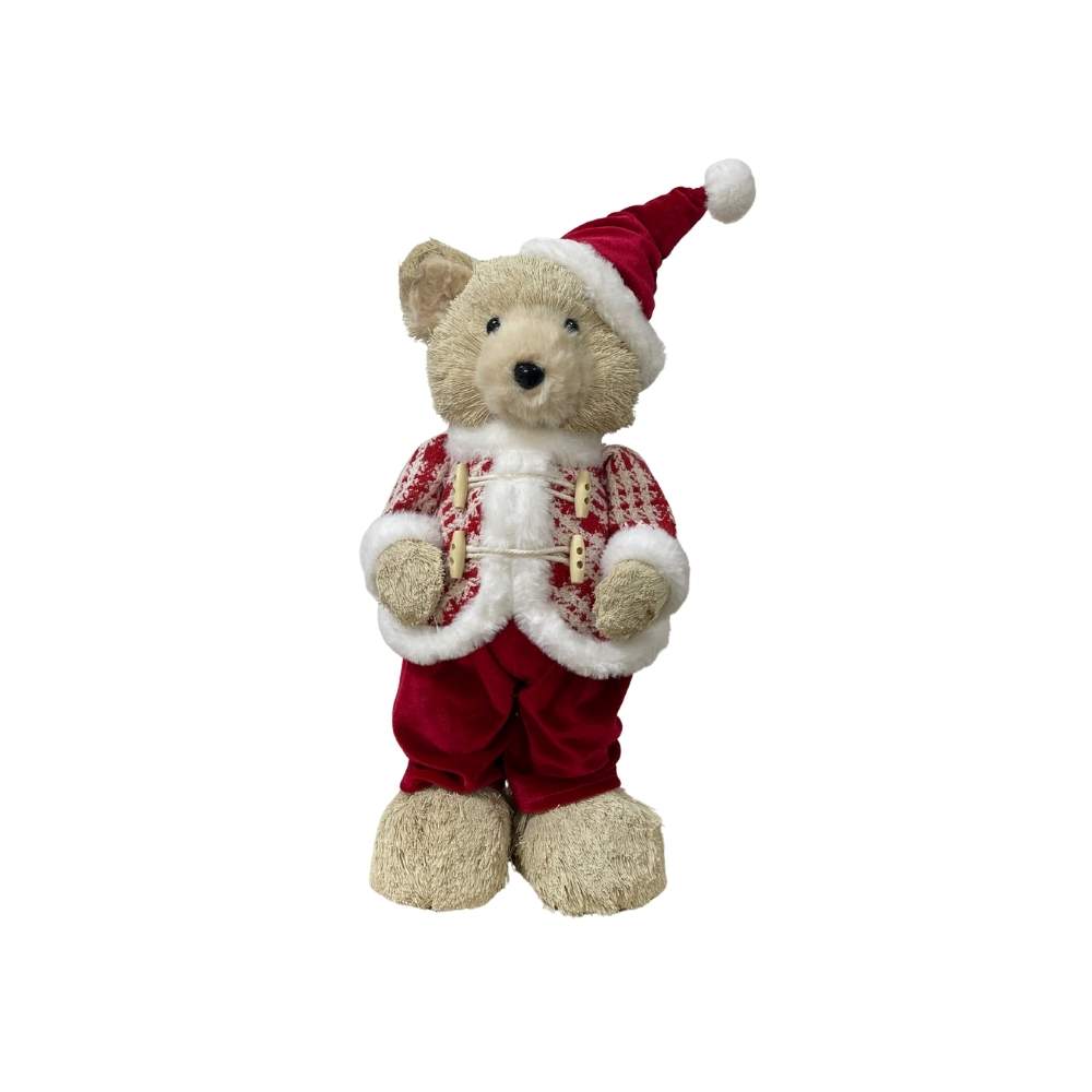 Oso Paja Traje Rojo