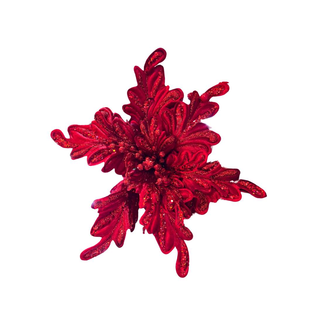 Poinsetia Escarchada Roja Lujo