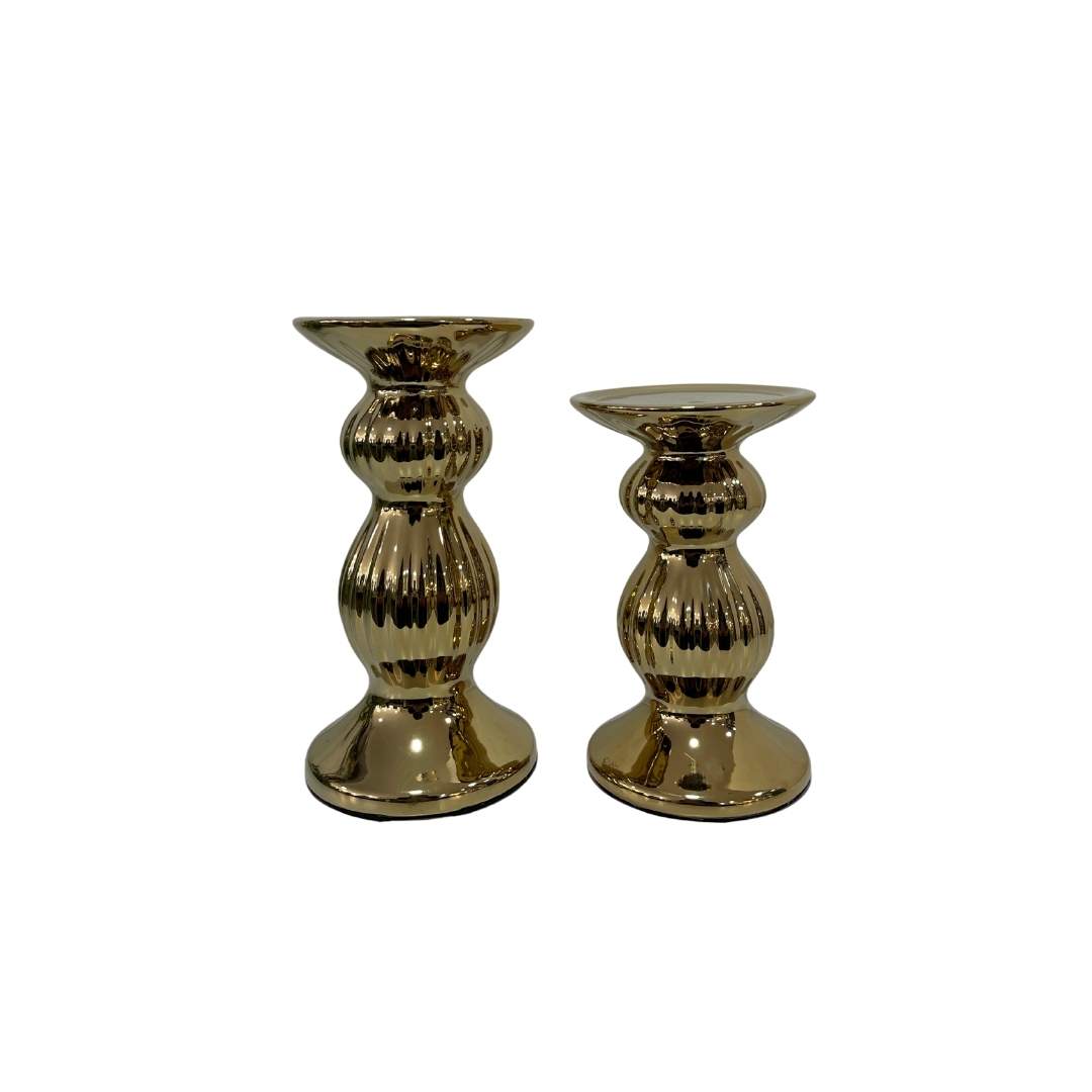 Candelabro Rayado Dorado