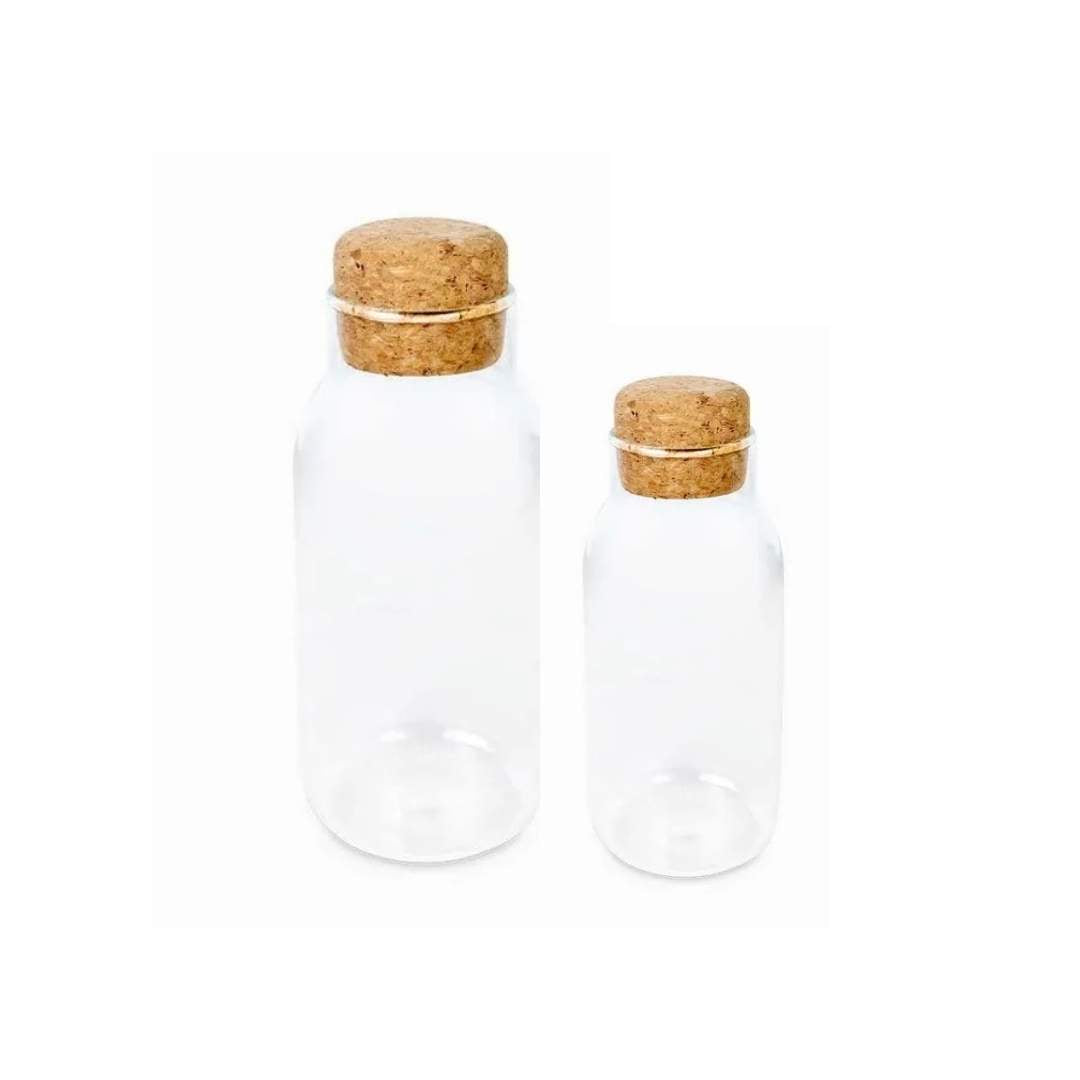 Botella Transparente Tapa Corcho