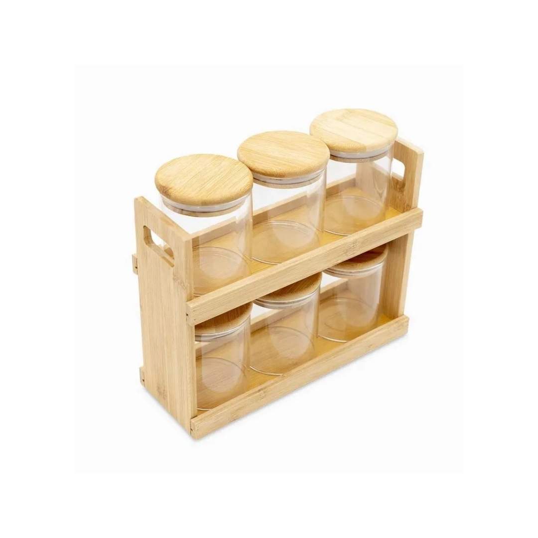 Set x6 Recipientes Almacenadores y Estante