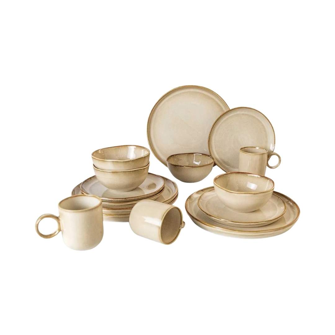 Vajilla 4Pts Beige Veteada