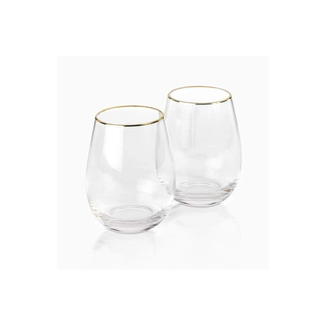 Juego x2 Vasos Transparente Borde Dorado
