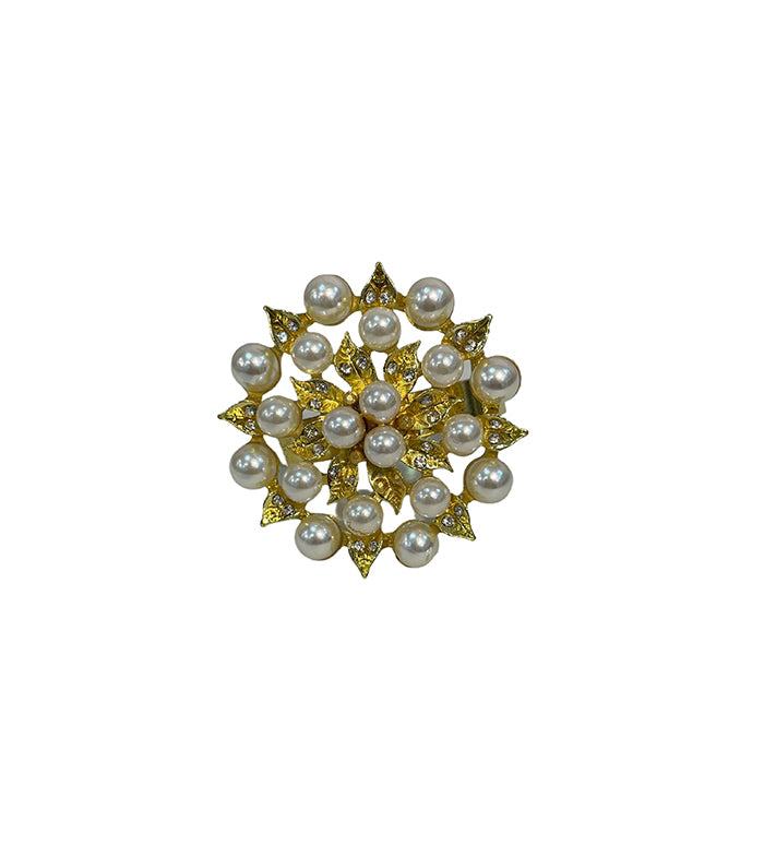 Caja x6 servilleteros flor perlas dorado