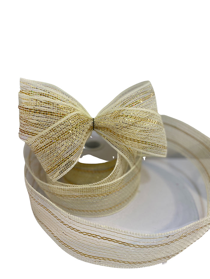 Cinta malla lurex crema