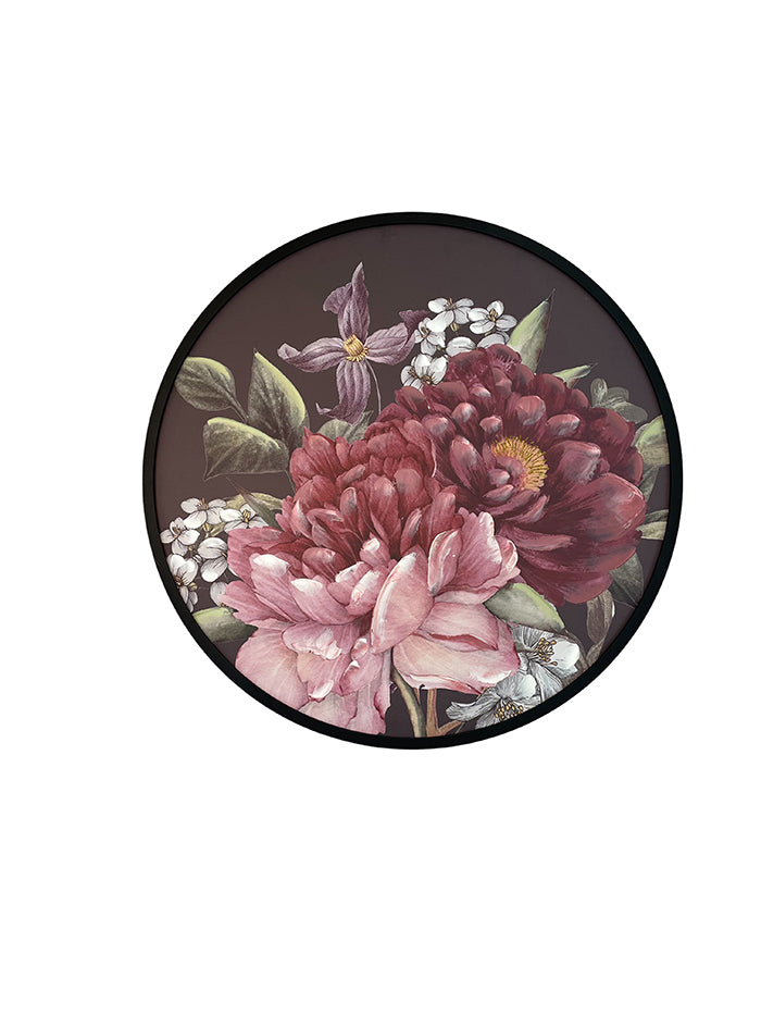 Cuadro redondo flores fucsia A