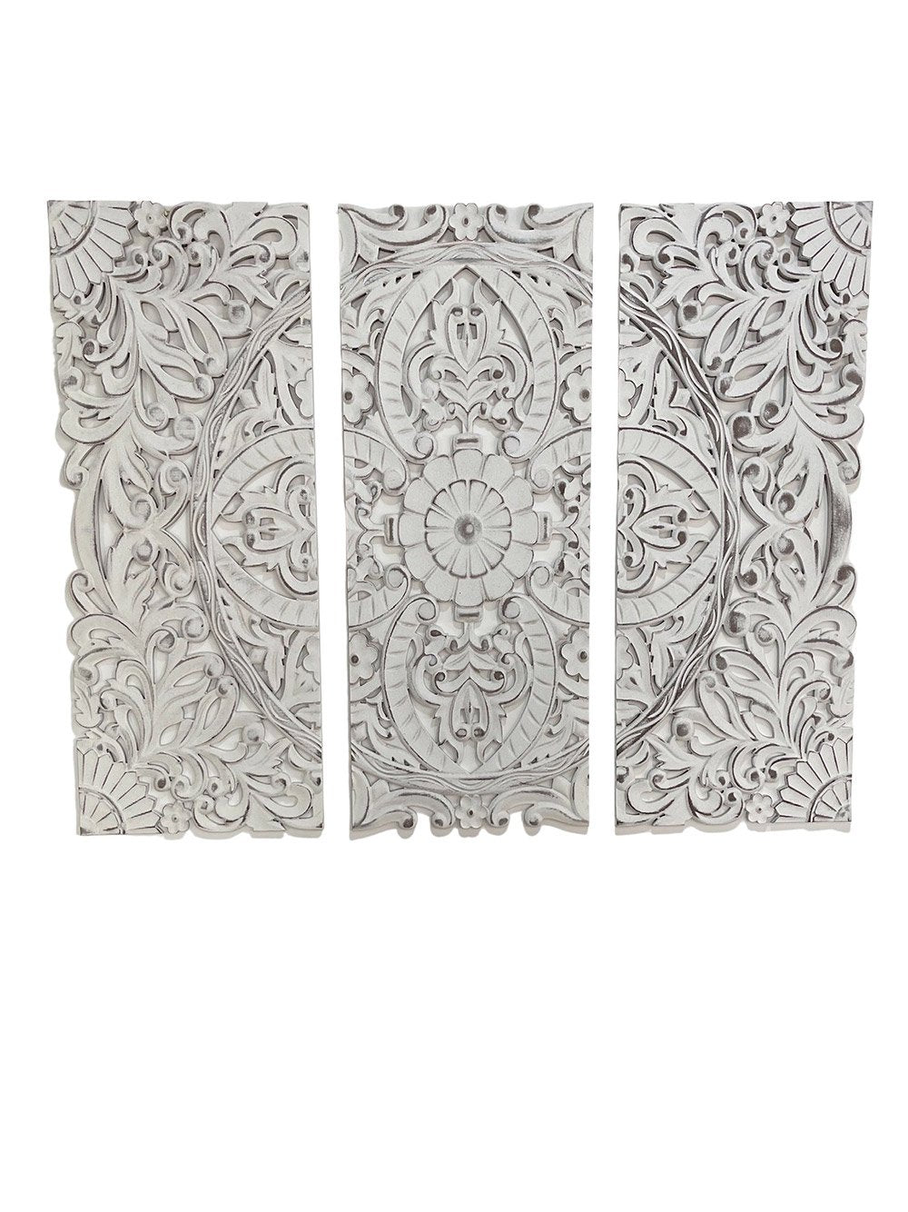 Mandala tríptico girasol borde irregular blanco wash