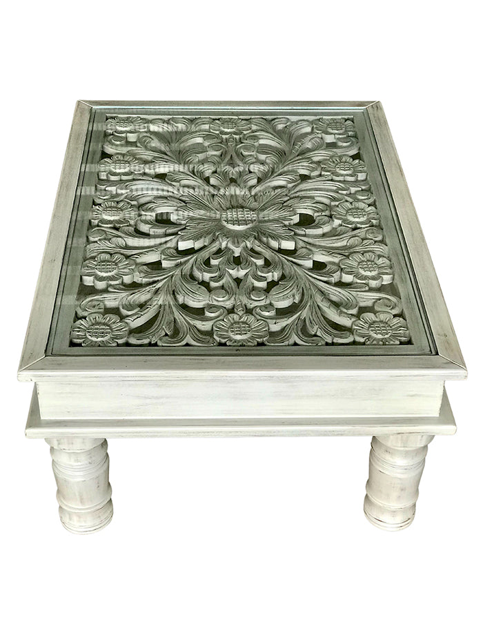 Mesa de centro mandala blanca